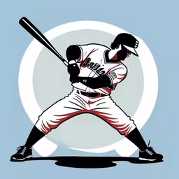 a drawing of a baseball player swinging a bat,the professional baseball player is holding his bat