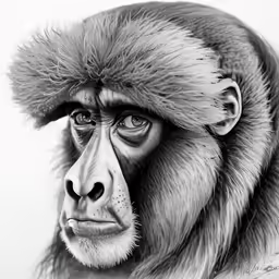 a black and white photo of a monkey