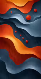 a painting depicting water and orange colored rocks