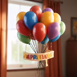 a small cup that has some colorful balloons in it