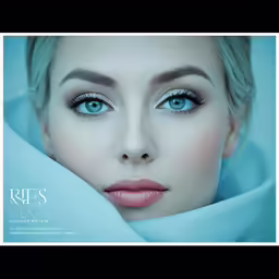 a beautiful lady with blue eyes and a scarf around her neck