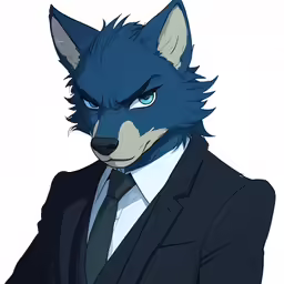 an anime wolf wearing a suit and tie