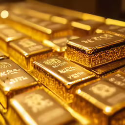 rows of shiny gold bar that are stacked up