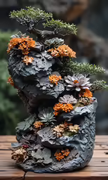 a large flower potted in an outdoor setting