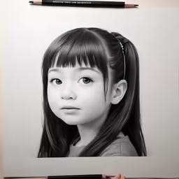 this is a photograph of a girl in pencil