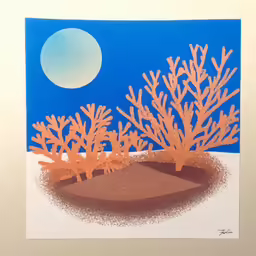 an image of an ocean scene made with colored paper