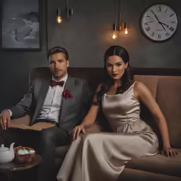a young man and a beautiful young lady are sitting together