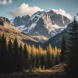some mountains that have some trees in the foreground