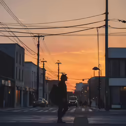 a man in a hat riding a skateboard at a sunset