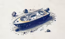 a small car is parked in dirt and dirt