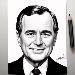 an illustration of president ronald reagan on white paper
