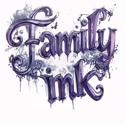 an ornate font with the words family ink