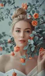 a woman with flowers in her hair