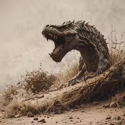 an illustration of a dragon attacking and on the ground