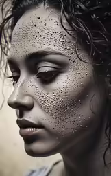 a woman with all the face decorations and eyes