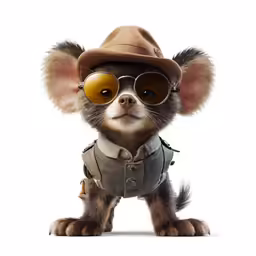 a small rat wearing aviator sunglasses and a hat