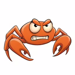 a cartoon crab with two eyes looking angry