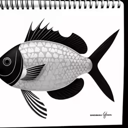 an animal drawn in ink on a spiral bound notebook