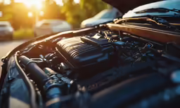 an image of an open engine on the road
