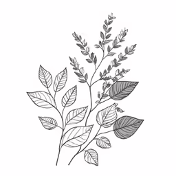 the stem with leaves on a white background