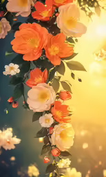 flowers in the sunlight are coming from the branches