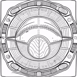 an eyeball diagram is shown in this picture,a circular diagram for a space station that is a drawing by someone