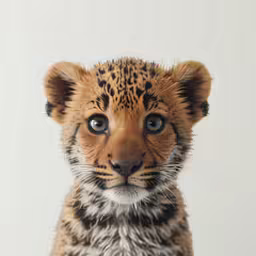 a baby tiger is posing for the camera