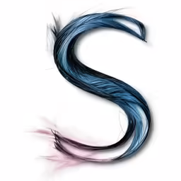 the letter s made with blue hair
