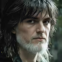 a man with long black hair and beards