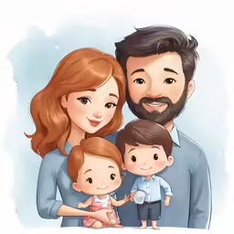 a family portrait with their son and daughter