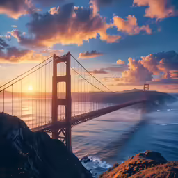 a large bridge over looking water on the ocean
