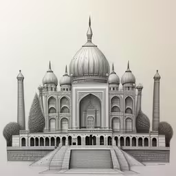 an architectural drawing of a palace with two domes