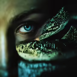 someone is holding a snake to their eyes