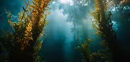 an underwater scene of seaweed on the bottom of water