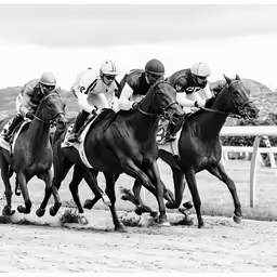 five horse races go through an open field