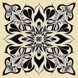 a decorative black and white flower motif design,an ornate pattern that is based on the oriental ornames of flowers