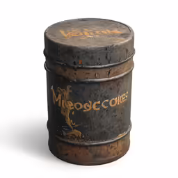 an old metal container with some writing on it
