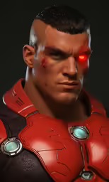an animated man with red eyes and black hair