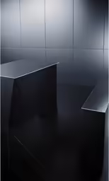 an abstract black table and shelf with a pattern on it