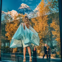 a women standing outside wearing a long blue dress