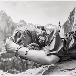 a person laying on top of a hill