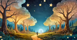 the painting of a man is looking into the stars