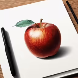 an apple on a piece of paper with a marker