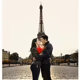 two people in front of the eiffel tower