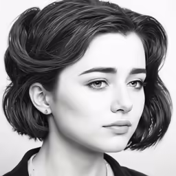 an artistic black and white photo of a woman with large ears