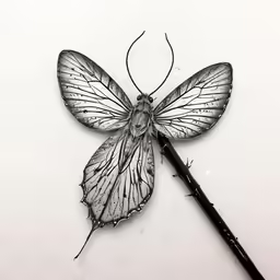the drawing of a butterfly is attached to a marker
