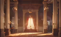 sunlight shining in the window into a dimly lit hallway