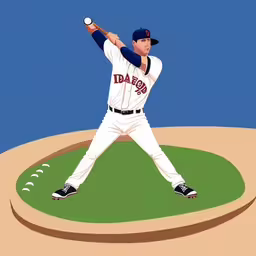 a digital painting of a baseball player with a bat,a stylized painting of a baseball player throwing the ball