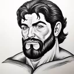 a drawing of a man with a beard