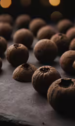 some very small chocolate cookies are on a tray